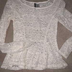 white lace peplum top